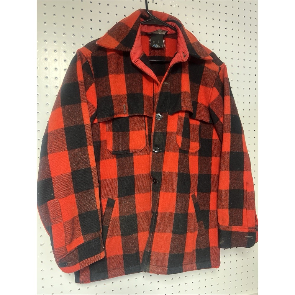VTG‎ Norm Thompson Lumberjack Red 100% Wool Flannel Large  (Missing Buttons)